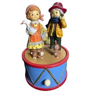 Vintage Rotating Dutch Figurine Music Box Drum Plastic Repro Country WORKS